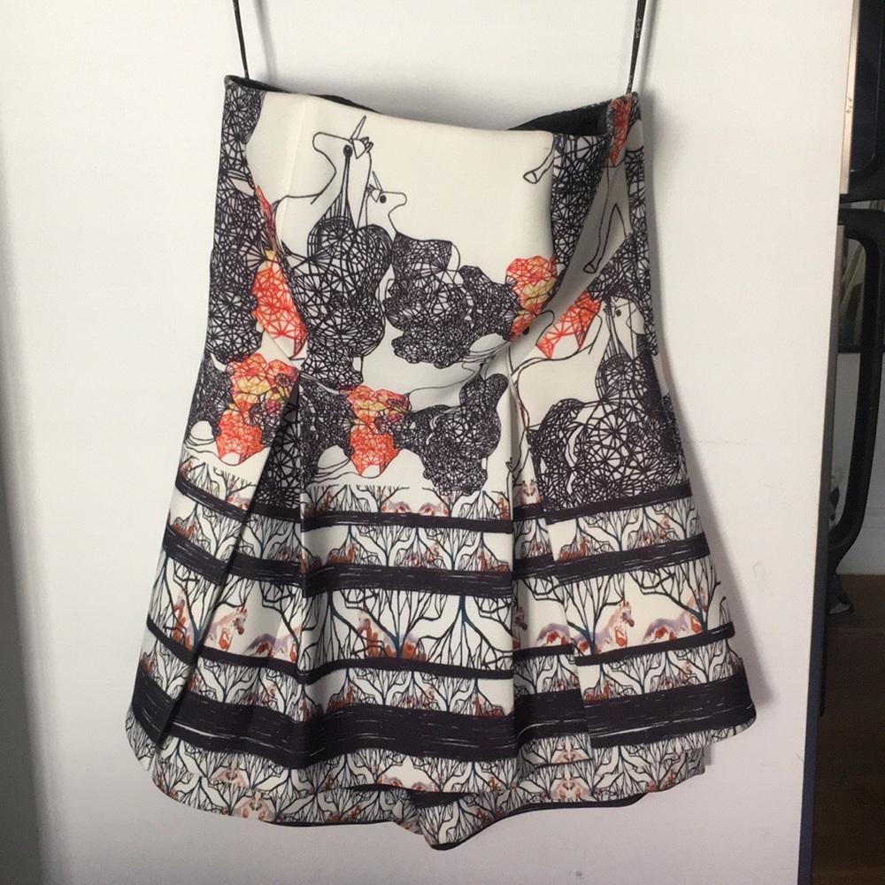 Designer Strapless Peplum Romper - Unicorn Print - image 1